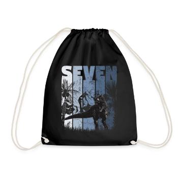 Carnotaurus 7 ans Dino 7ème anniversaire - Sac de sport léger - noir - Devant