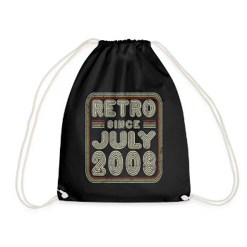 Birthday July 2008 Retro Gift - Drawstring Bag - black - Front