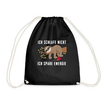 Ich Schlafe Nicht Ich Spare Energie Faultier - Turnbeutel - Schwarz - Vorne