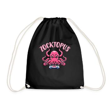 Gaming Octopus Gaming Tintenfisch Zocktopus - Turnbeutel - Schwarz - Vorne