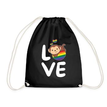 Rainbow Flag Pride LGBTQ Mignon Monkey Love - Sac de sport léger - noir - Devant