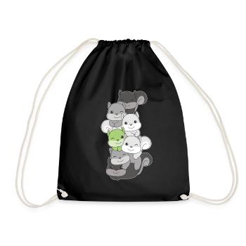 Agender Flag Pride LGBTQ Cute Squirrel Stack - Drawstring Bag - black - Front