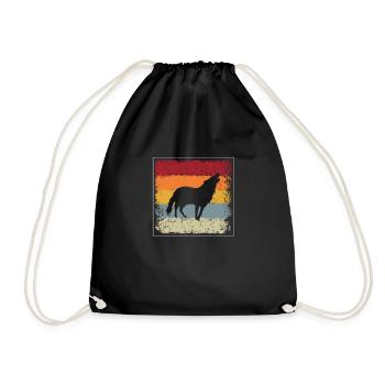 Wolf Retro - Turnbeutel - Schwarz - Vorne