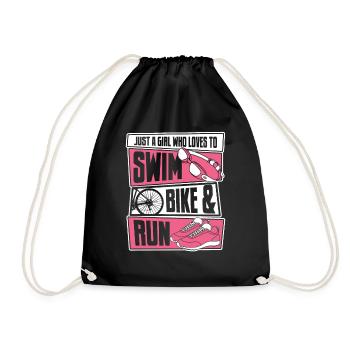 Une fille qui aime la natation et la course à vélo d’entraînement triathlète - Sac de sport léger - noir - Devant