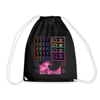 Japan Vaporwave Tokyo Retro Streetwear Vintage - Drawstring Bag - black - Front