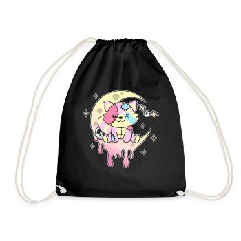 Kawaii Gothic Raccoon Pastel Gothic - Drawstring Bag - black - Front