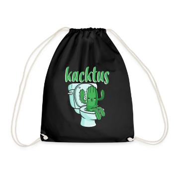 Lustiger Kaktus beim Kacken Kaktus Auf Toilette WC - Turnbeutel - Schwarz - Vorne
