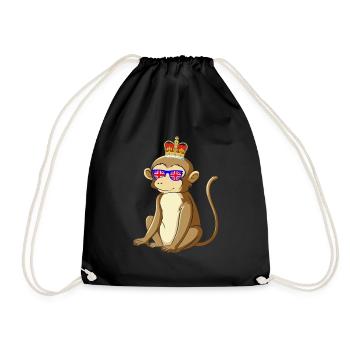 Singe portant la couronne de la reine d’Angleterre - Sac de sport léger - noir - Devant