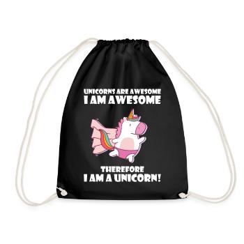 Unicorns are awesome, I am awesome - Turnbeutel - Schwarz - Vorne