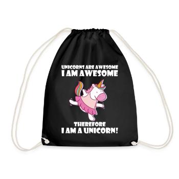 Unicorns are awesome, I am awesome - Turnbeutel - Schwarz - Vorne