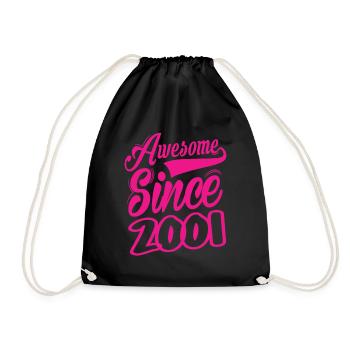 Awesome Since 2001 - Drawstring Bag - black - Front