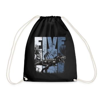 Tyrannosaurus 5 Year Old Dino 5th Birthday - Drawstring Bag - black - Front
