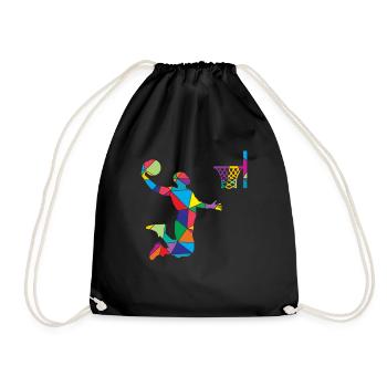Ballon de basket-ball Low Poly Polygon - Sac de sport léger - noir - Devant