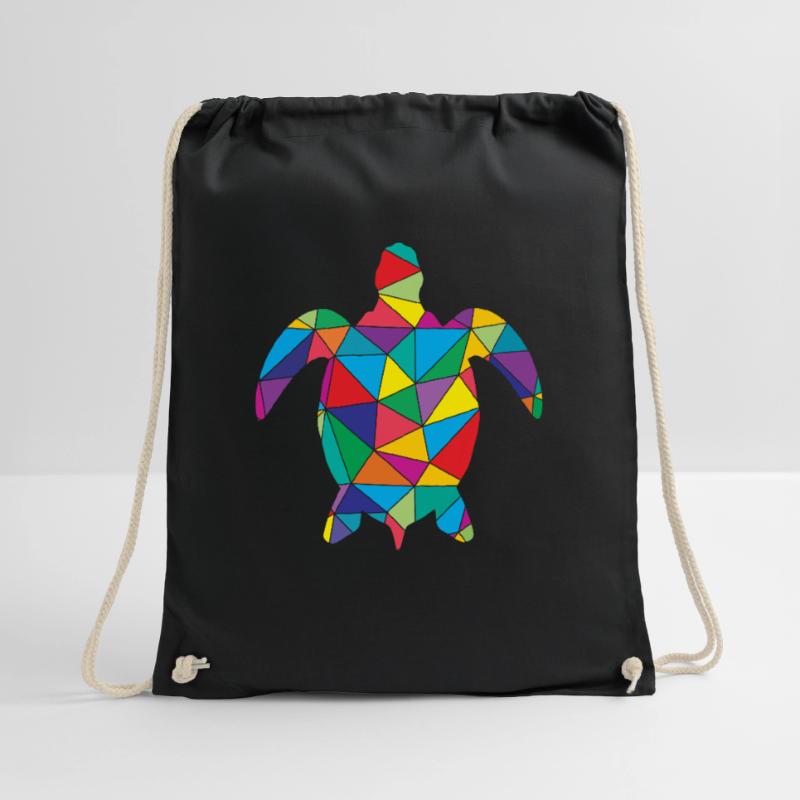 Low Poly Turtle Geometry Polygon Turtle Drawstring Bag