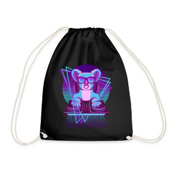 Vaporwave Koala DJ Pult Koala - Turnbeutel - Schwarz - Vorne