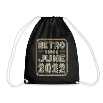 Birthday June 2022 Retro Gift - Drawstring Bag - black - Front