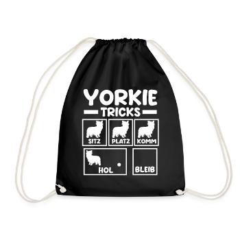 Dog Yorkie - Drawstring Bag - black - Front