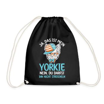 Hund Yorkie - Turnbeutel - Schwarz - Vorne