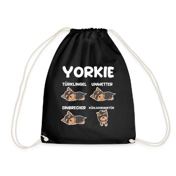 Hund Yorkie - Turnbeutel - Schwarz - Vorne