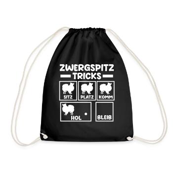 Hund Zwergspitz - Turnbeutel - Schwarz - Vorne