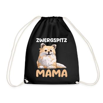Hund Zwergspitz Mama - Turnbeutel - Schwarz - Vorne