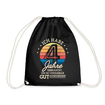 4. Geburtstag Geschenk Habe 4 Jahre Gebraucht - Turnbeutel - Schwarz - Vorne