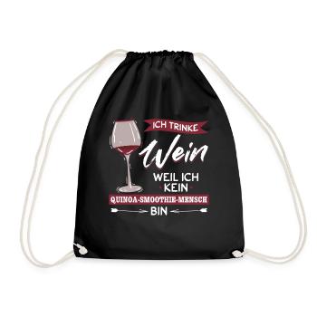 Ich trinke Wein weil ich kein Smoothie Mensch bin - Turnbeutel - Schwarz - Vorne