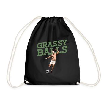 Grassy Balls - Funny Football - Drawstring Bag - black - Front