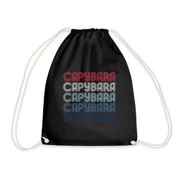 Retro Capybara Text Design - Capybaras - Drawstring Bag - black - Front