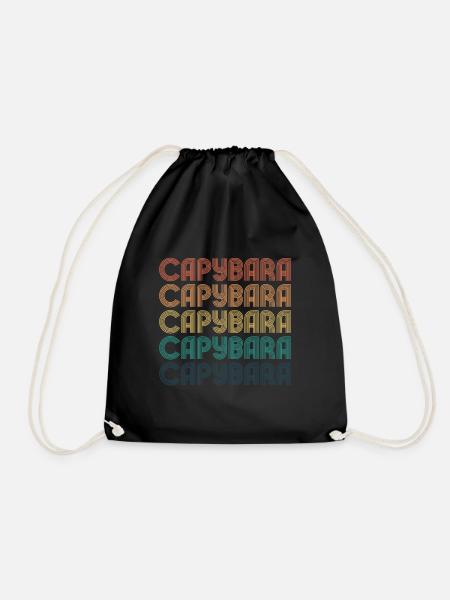 Retro Capybara Text Design - Capybaras - Turnbeutel - Schwarz