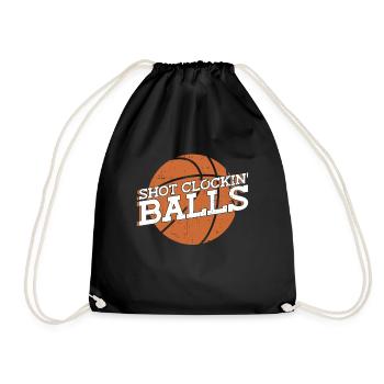 Shot Clockin' Balls - Lustiger Basketball - Turnbeutel - Schwarz - Vorne