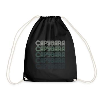 Retro Capybara Text Design - Capybaras - Drawstring Bag - black - Front