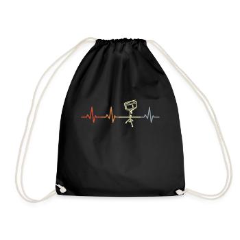 Drum player heart line - Drawstring Bag - black - Front