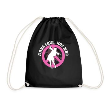 Hippie Peace Sign Peace Flowers Flower Child - Drawstring Bag - black - Front