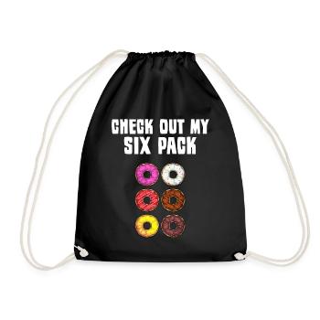 Lustiger Donut für Kinder Männer Frauen Donut Gym Sixpack - Turnbeutel - Schwarz - Vorne