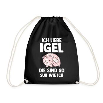 Tiermotiv Igel - Turnbeutel - Schwarz - Vorne
