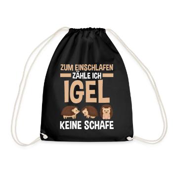 Tiermotiv Igel - Turnbeutel - Schwarz - Vorne