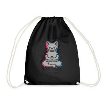 Namaste Katze Mandala Lotus Meditation Katze - Turnbeutel - Schwarz - Vorne