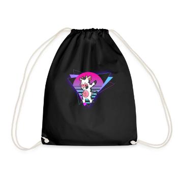 Vaporwave Cow - Drawstring Bag - black - Front