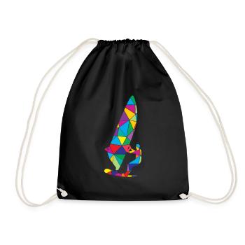 Low Poly Windsurfing Polygon Windsurfing - Drawstring Bag - black - Front