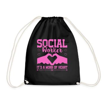 Social Worker Its A Work of Heart Social Worker - Drawstring Bag - black - Front