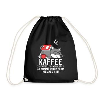 Kaffee erreicht Stellen Motivation Fauler Hund - Turnbeutel - Schwarz - Vorne