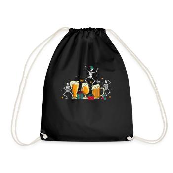 Beer Skeleton Beer Drinker Ugly Christmas - Drawstring Bag - black - Front