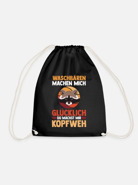 Tiermotiv Waschbär - Turnbeutel - Schwarz