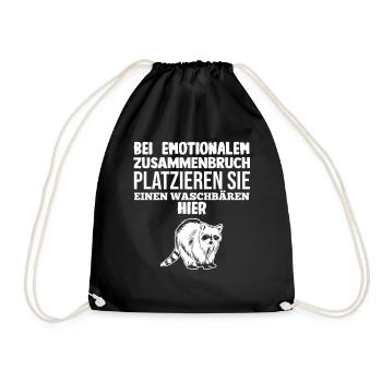 Tiermotiv Waschbär - Turnbeutel - Schwarz - Vorne