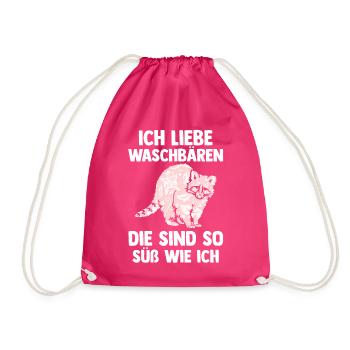 Tiermotiv Waschbär - Turnbeutel - Fuchsia - Vorne