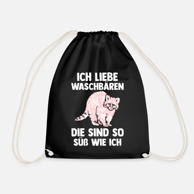 Tiermotiv Waschbär - Turnbeutel - Schwarz