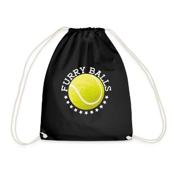 Pelzige Bälle - Lustiges Tennis - Turnbeutel - Schwarz - Vorne