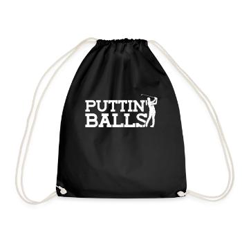 Puttin' Balls - Funny Golf - Drawstring Bag - black - Front
