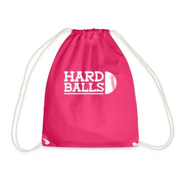Hard Balls - Funny Baseball - Drawstring Bag - fuchsia - Front